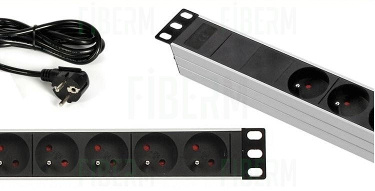 Striscia Multipresa 6 Porte 2m in Alluminio per Rack 19 