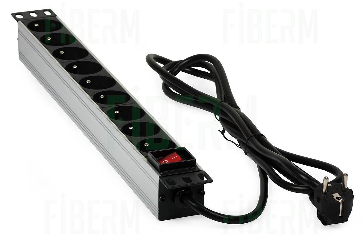 9-port Power Strip 2m with Switch Aluminum RACK 19 