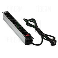 Striscia Multipresa 9 Porte 2m con Interruttore in Alluminio per Rack 19 