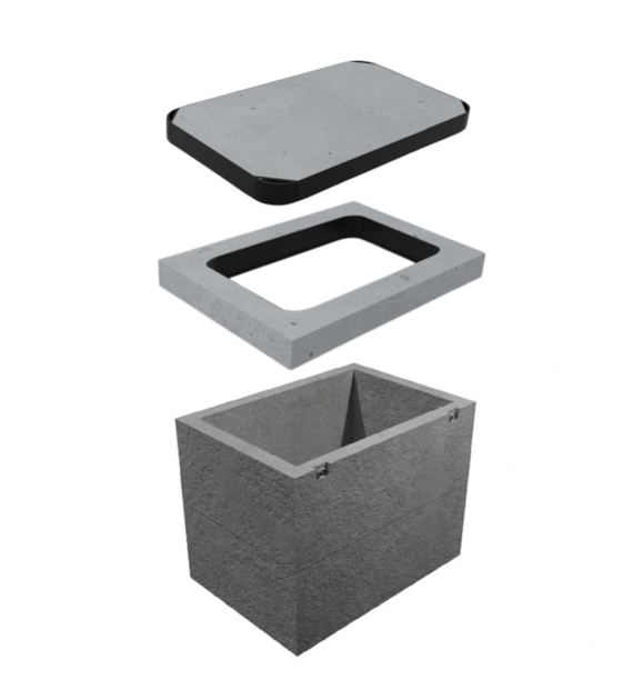 Studnia kablowa SKR-1 dwuelementowa / dwuczęściowa Klasa B125 + rama  + pokrywa pełna - wykończenie żeliwne