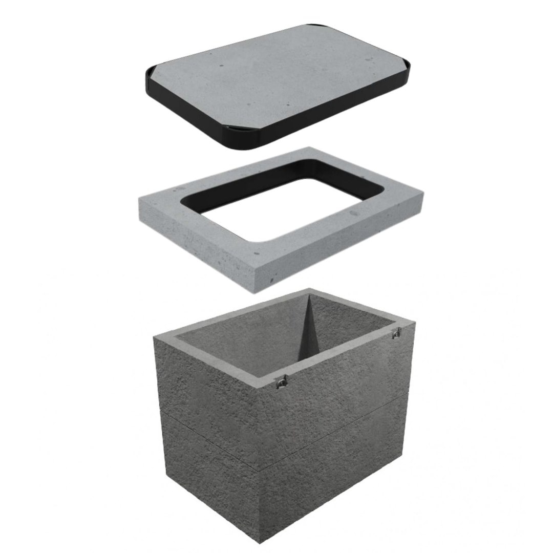 Studnia kablowa SKR-1 dwuelementowa / dwuczęściowa Klasa B125 + rama  + pokrywa pełna - wykończenie żeliwne