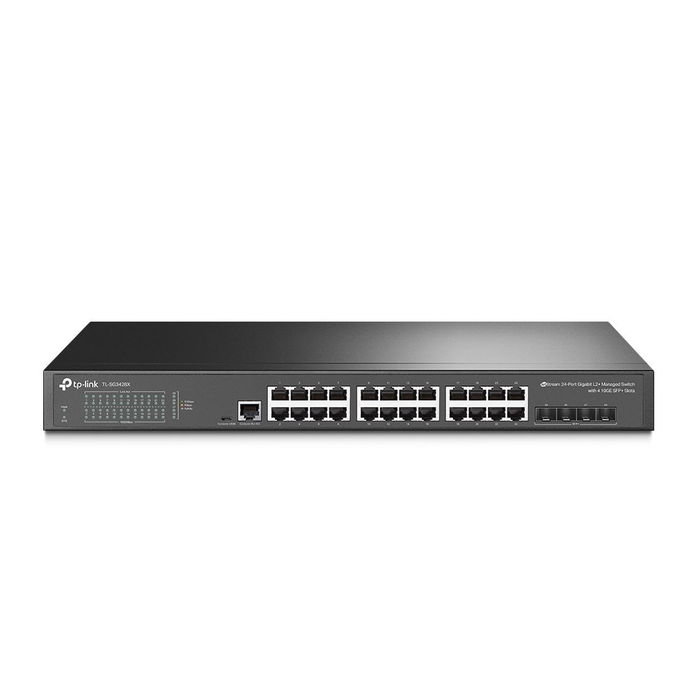 TP-LINK TL-SG3428X Przełącznik zarządzalny L2+ JetStream, 24 porty gigabitowe, 4 sloty SFP+ 10 GE