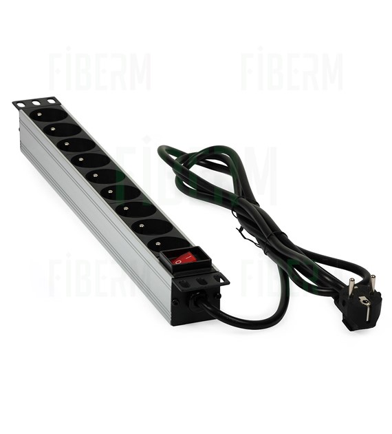 9-port Power Strip 3m with Switch Aluminum RACK 19 