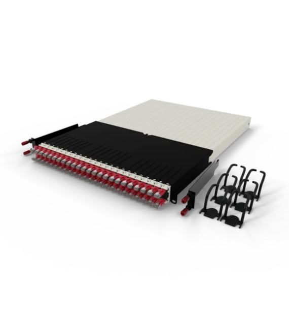 PATCHBOX® ONE zestaw 24 kaset Cat.6a (STP, Czerwony, 0.8m / 8RU)