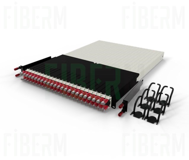 PATCHBOX® ONE zestaw 24 kaset Cat.6a (STP, Czerwony, 0.8m / 8RU)