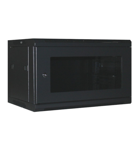 ipTIME Szafa RACK 19` wisząca 6U głębokość 400mm czarna drzwi szklane