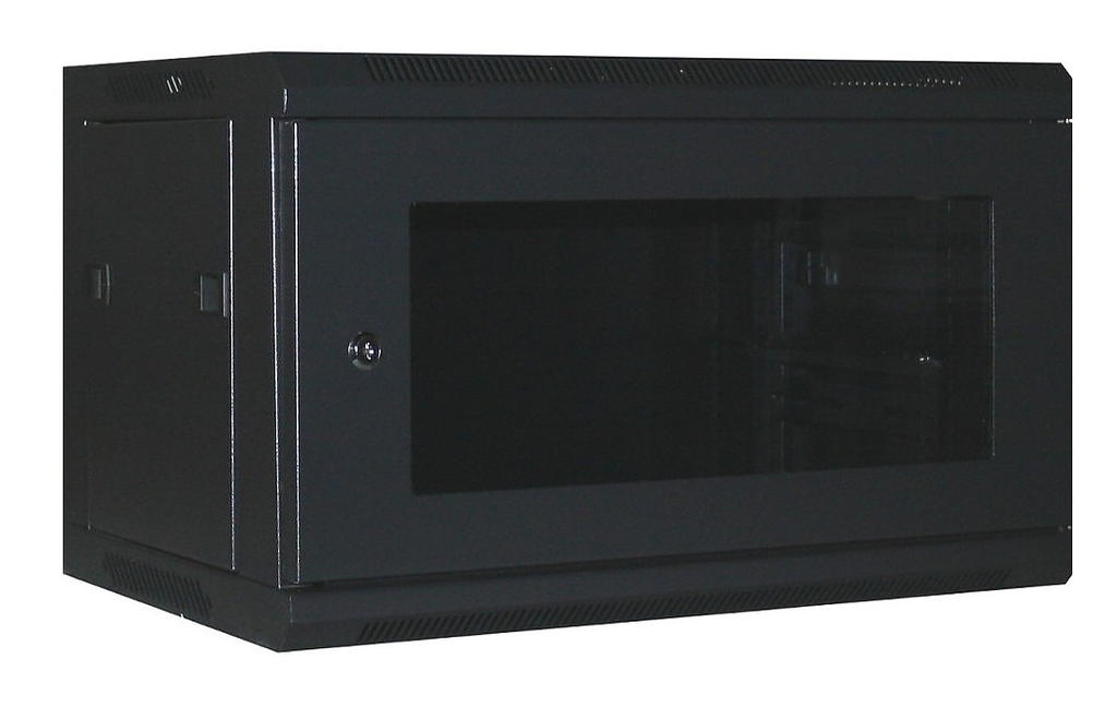 ipTIME Szafa RACK 19` wisząca 6U głębokość 400mm czarna drzwi szklane