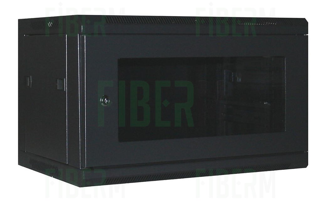 ipTIME 19  Rack Cabinet 6U Κρεμαστό Βάθος 400mm Μαύρο Πόρτα Γυάλινη