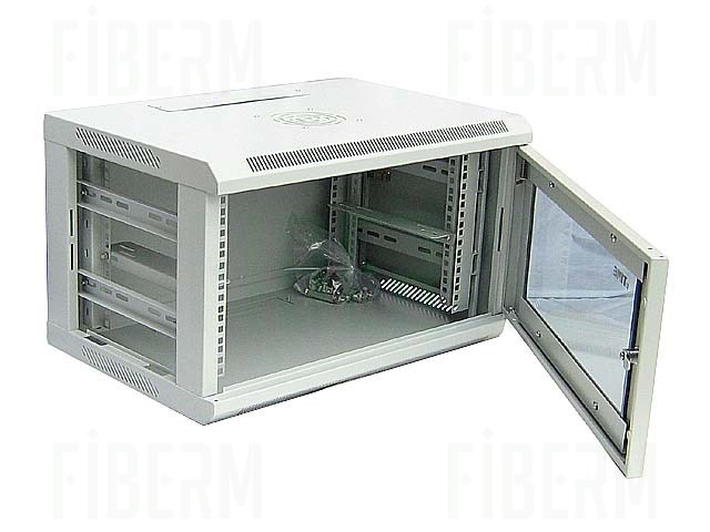 ipTIME 19  Skříň na Servery 6U s Visací Hloubkou 400mm Šedý Skleněný Výklopný Kryt