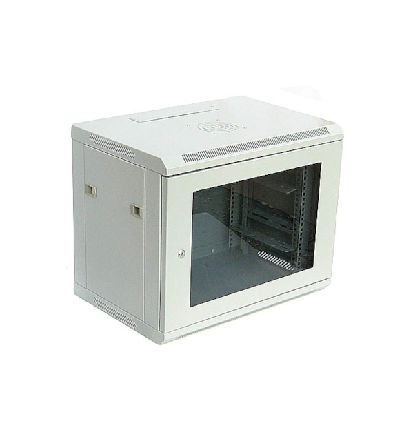 ipTIME Szafa RACK 19` wisząca 9U głębokość 400mm szara drzwi szklane