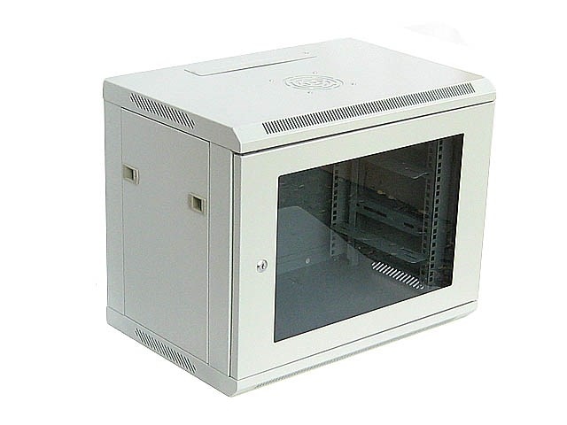 ipTIME Szafa RACK 19` wisząca 9U głębokość 400mm szara drzwi szklane