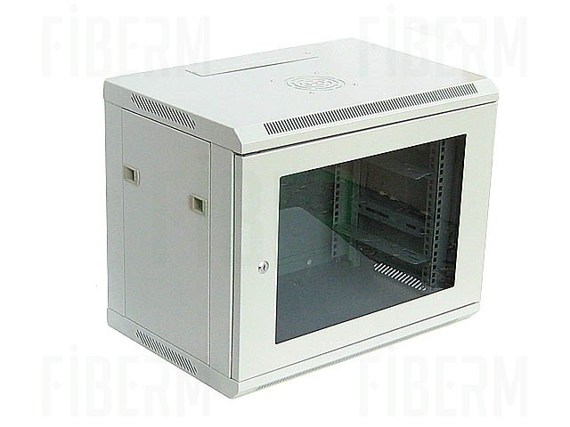 ipTIME 19  Rack Cabinet 9U Κρεμαστό Βάθος 400mm Γκρι Πόρτα Γυάλινη