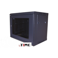 ipTIME Szafa RACK 19` wisząca 9U głębokość 400mm czarna drzwi szklane