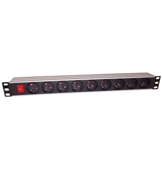 Listwa zasilająca 9 portowa 1,8m obudowa ALU 19` z włącznikiem