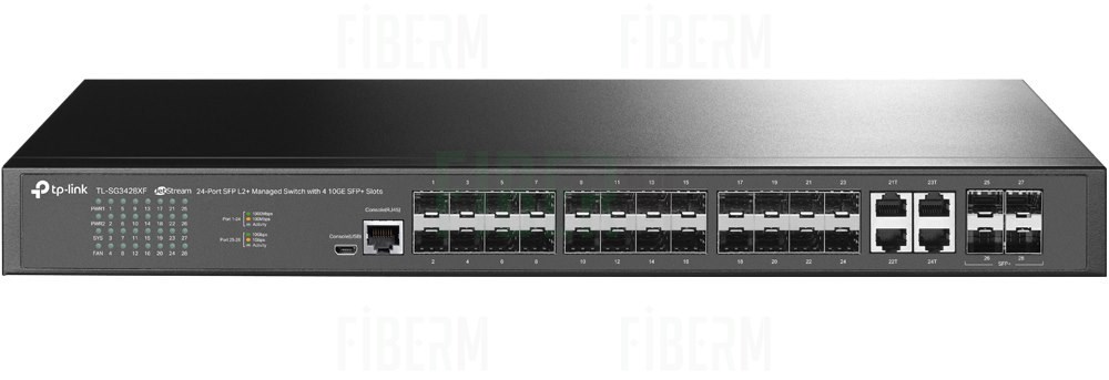 TP-LINK TL-SG3428XF Przełącznik zarządzalny L2+ JetStream, 24 porty gigabitowe, 4 sloty SFP+ 10 GE
