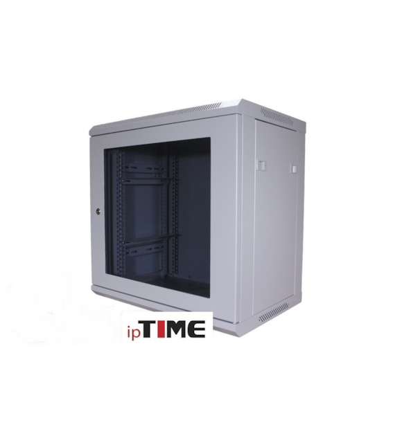ipTIME Szafa RACK 19` wisząca 12U głębokość 400mm szara drzwi szklane