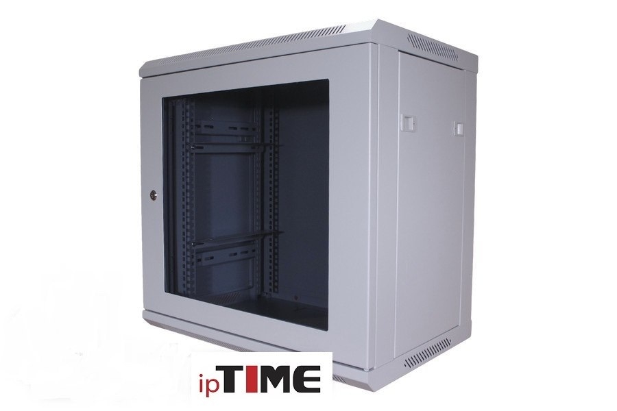 ipTIME Szafa RACK 19` wisząca 12U głębokość 400mm szara drzwi szklane