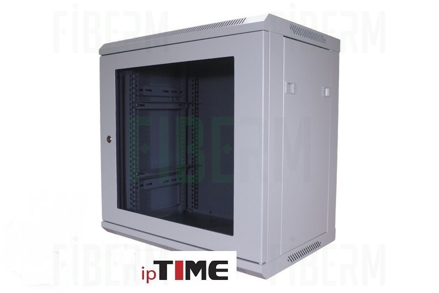 ipTIME 19  Rack Cabinet 12U Κρεμαστό Βάθος 400mm Γκρι Πόρτα Γυάλινη