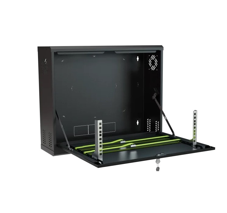 FIBERM Szafa RACK wisząca 19` 3U głębokość 130mm pionowa czarna, CCTV