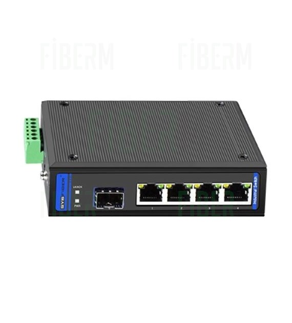 OptecLink U-ISW-1FX4TX-1G przemysłowy media konwerter na wkładkę SFP i 4x 1000Mbps RJ45