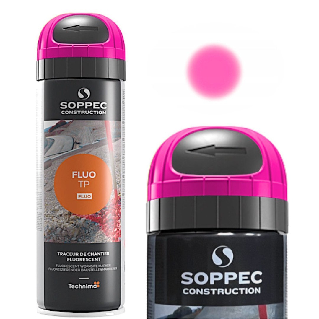 SOPPEC FLUO TP Farba geodezyjna do znakowania w sprayu - trwałość 12 miesięcy - Różowy