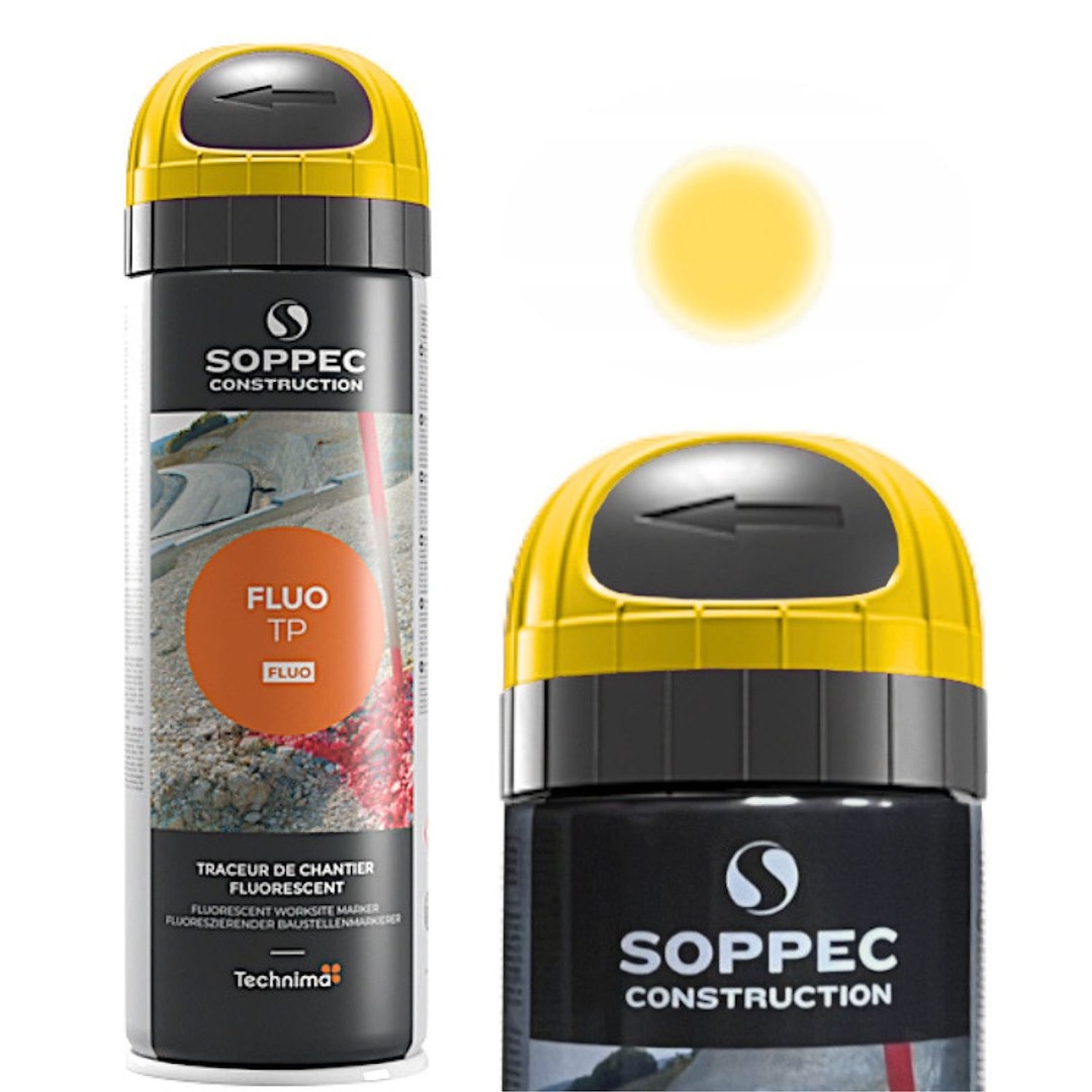 SOPPEC FLUO TP Farba geodezyjna do znakowania w sprayu - trwałość 12 miesięcy - Żółty