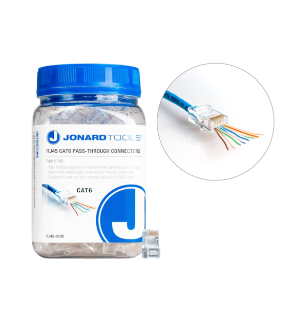 JONARD TOOLS wtyk RJ45 CAT6 przelotowy Pass-Through - paczka 100 sztuk