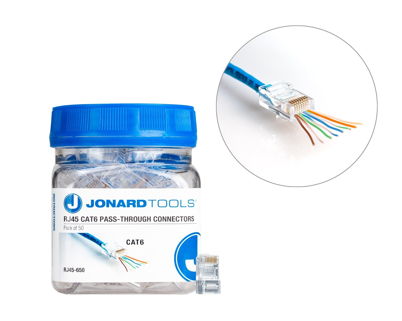 JONARD TOOLS wtyk RJ45 CAT6 przelotowy Pass-Through - paczka 50 sztuk