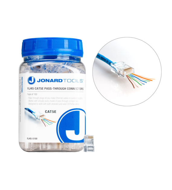JONARD TOOLS wtyk RJ45 CAT5E przelotowy Pass-Through - paczka 100 sztuk