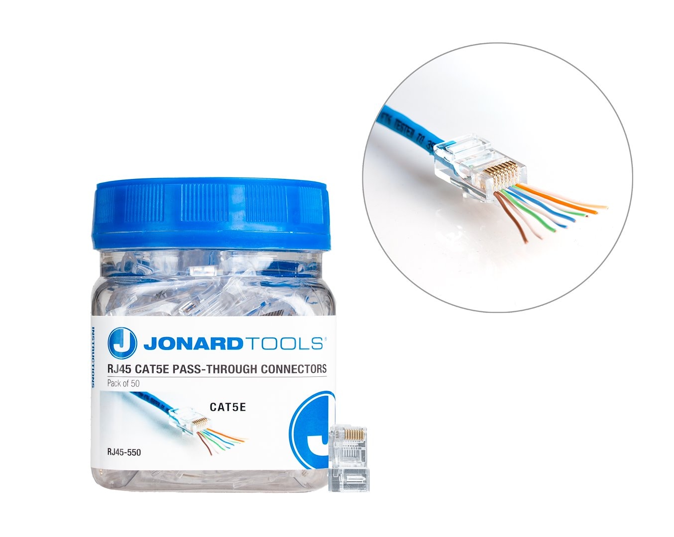 JONARD TOOLS wtyk RJ45 CAT5E przelotowy Pass-Through - paczka 50 sztuk