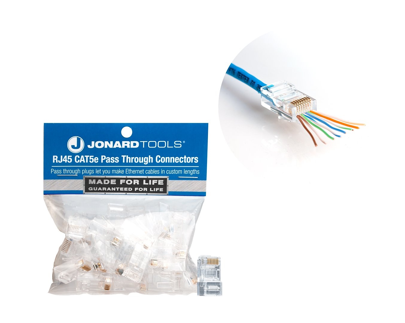 JONARD TOOLS wtyk RJ45 CAT5E przelotowy Pass-Through - paczka 25 sztuk