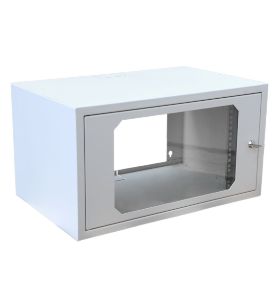 ipTIME ECO Szafa RACK 19` wisząca 6U głębokość 350mm szara drzwi szklane