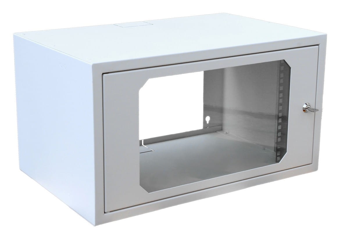 ipTIME ECO Szafa RACK 19` wisząca 6U głębokość 350mm szara drzwi szklane