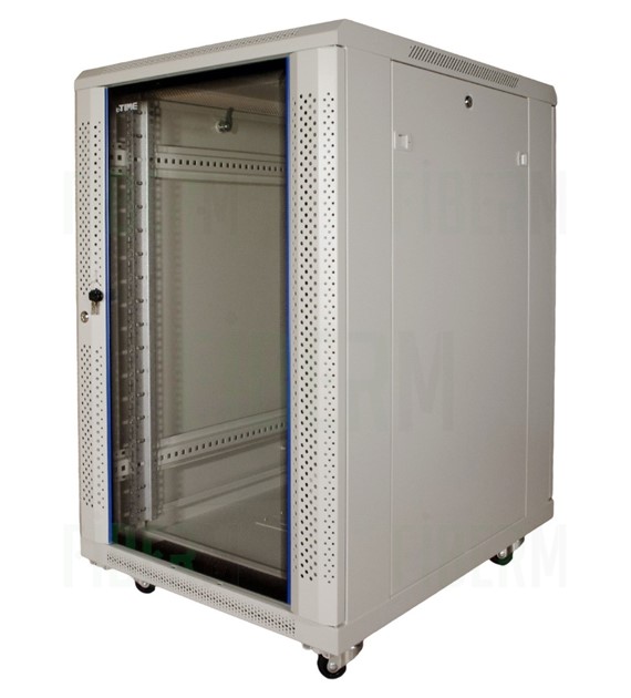 Cabinet da pavimento ipTIME 18U 600/800mm grigio con porta in vetro
