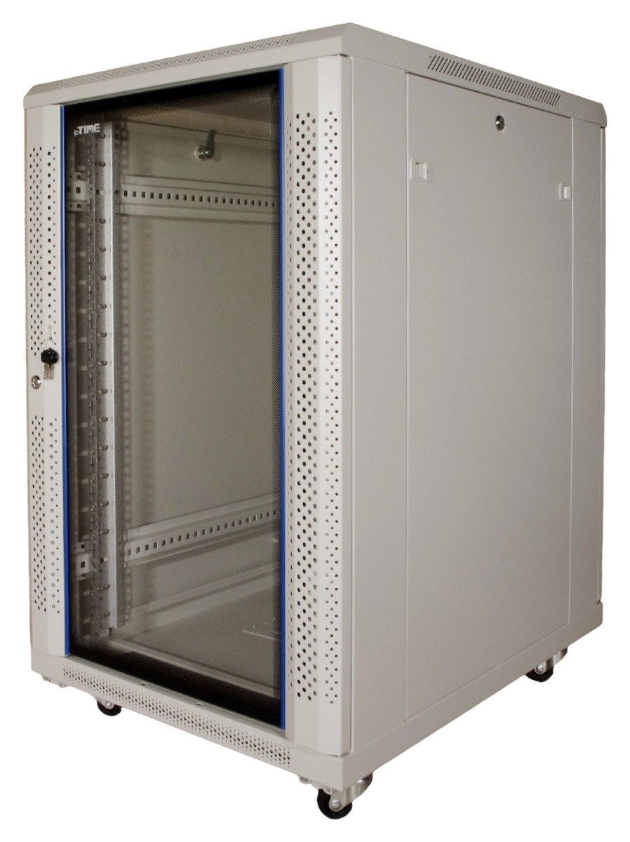 ipTIME Szafa RACK 19` stojąca 18U szer/głęb - 600/800mm szara drzwi szklane