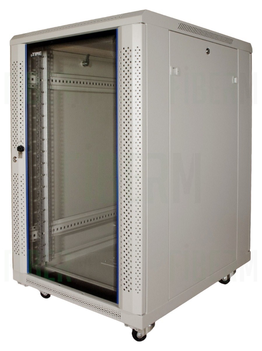 Ντουλάπι Δαπέδου 18U ipTIME 600/800mm Γκρι με Γυάλινη Πόρτα