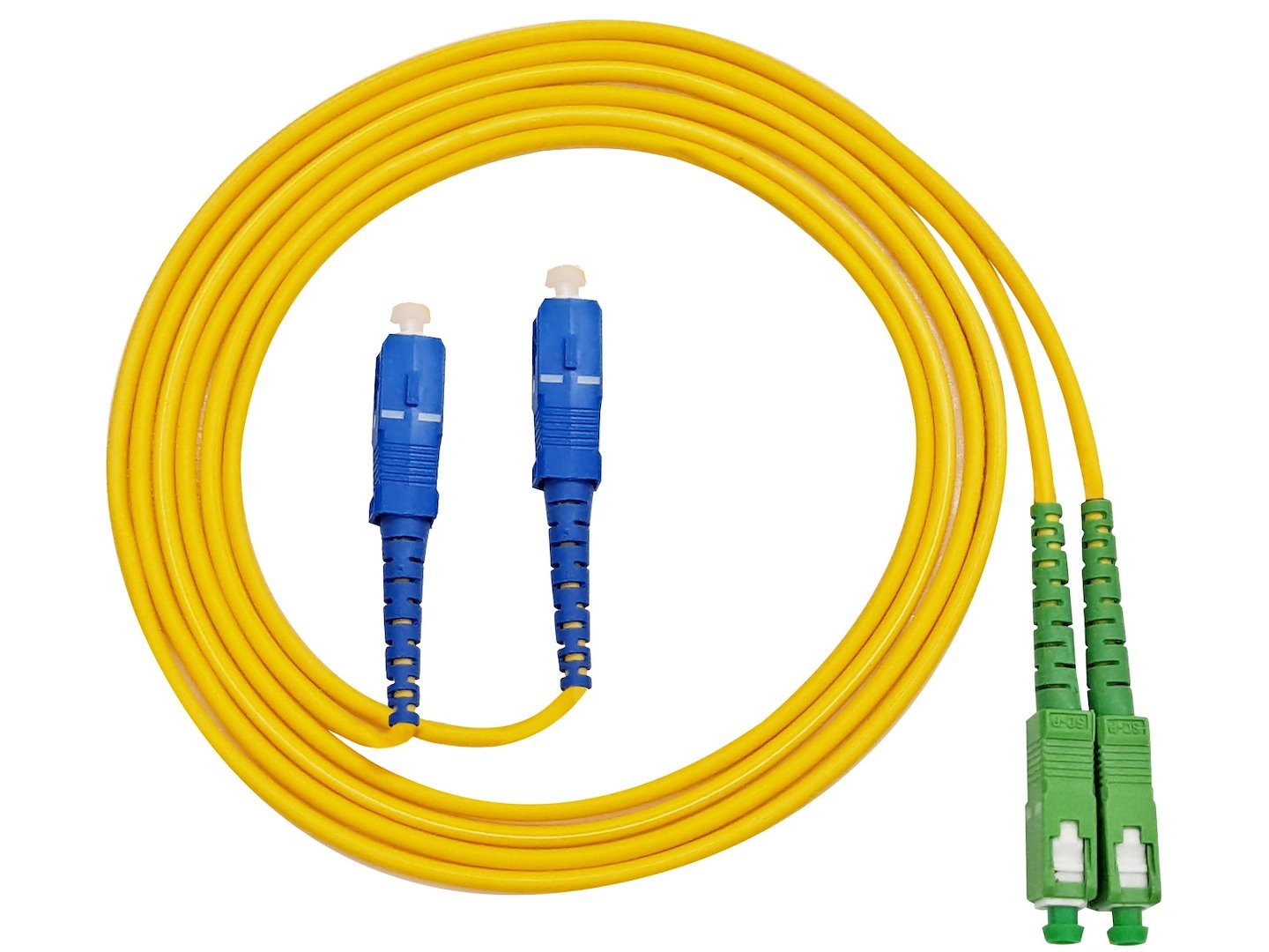 FIBERM Patchcord SC/APC-SC/UPC 10m Single Mode Duplex włókno G652D 3,0mm PVC