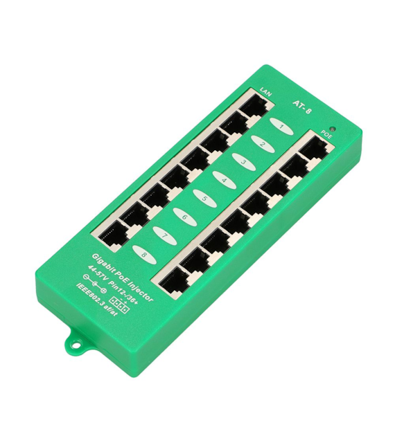 EXTRALINK active PoE Injector 8 porty Gigabit 802.3at/af