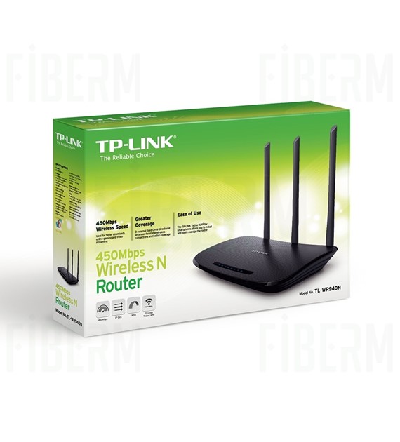 TP-LINK TL-WR940N WiFi Router N450 1 x WAN 4 x LAN Antenna 3x 5dBi