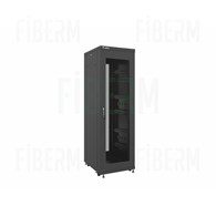 Ντουλαπάκι 19` Κατακόρυφης Καμπίνας 37U 600/800mm Μαύρη Τρυπητή Γυάλινη Πόρτα