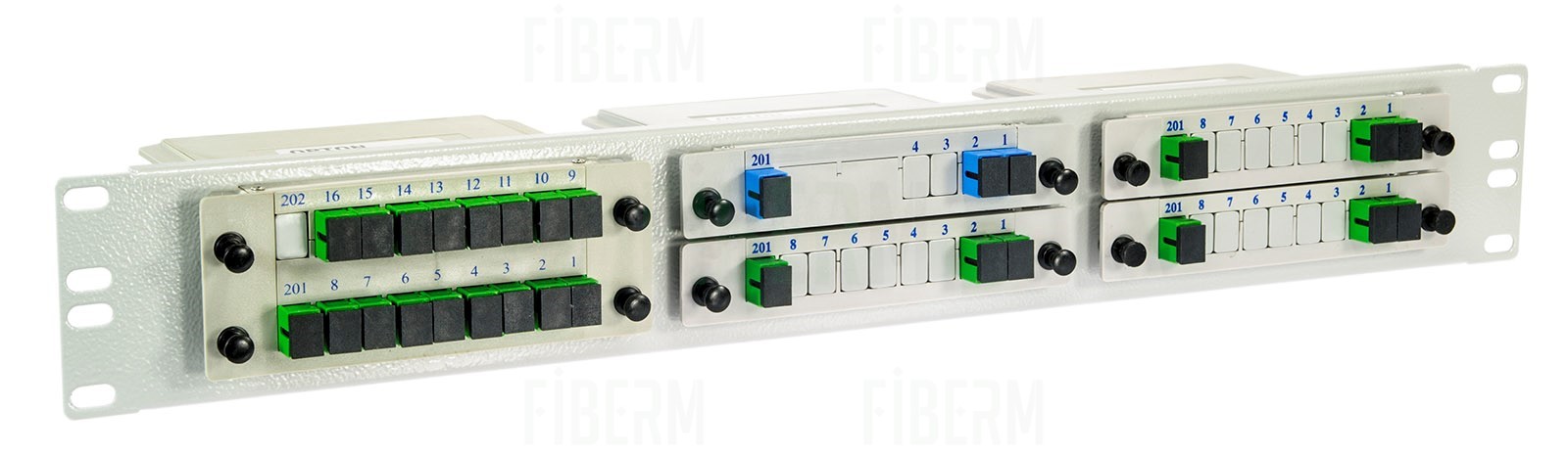 MANTAR Przełącznica światłowodowa 19`` 1,5U na 6 sztuk splitterów kasetkowych PLC