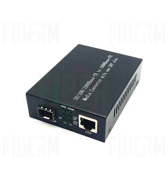 Convertidor de Medios FIBERM FI-MC220L-GE con Inserto SFP 1x 10/100/1000 RJ45 con Auto-negociación