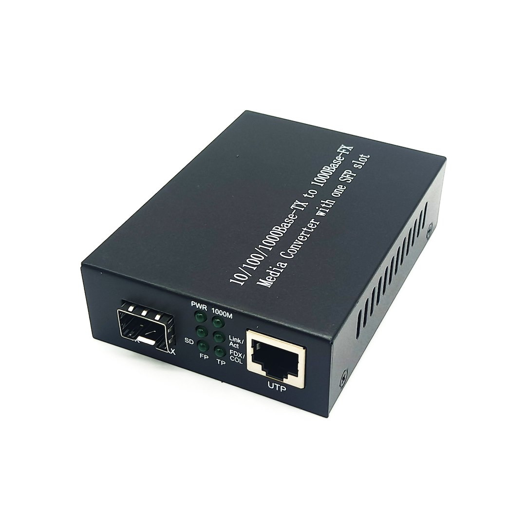 FIBERM FI-MC220L-GE media konwerter na wkładkę SFP 1x 10/100/1000 RJ45 z auto-negocjacją