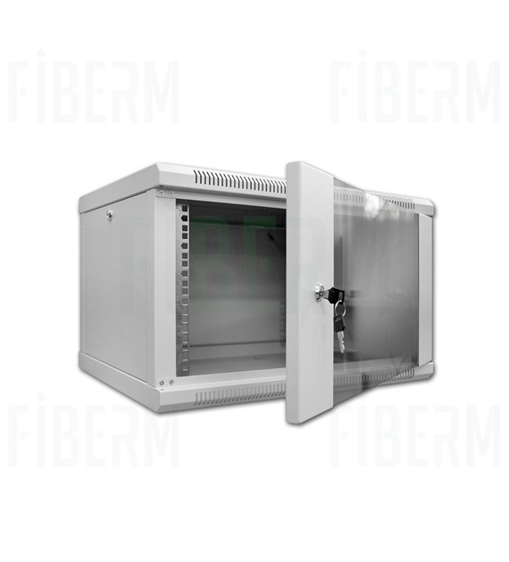 FIBERM Hanging 19` Rack Cabinet 15U 600mm Grey Glass Door