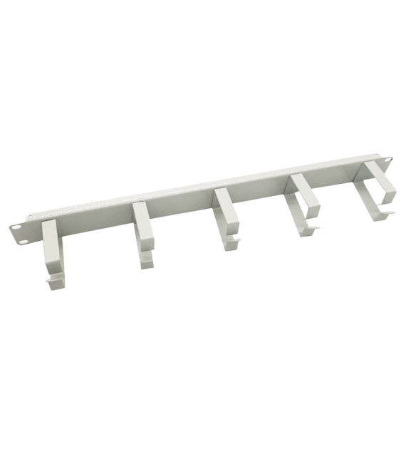 FIBERM Organizator / organizer kabli poziomy 19`` 1U 5 metalowych uchwytów szary