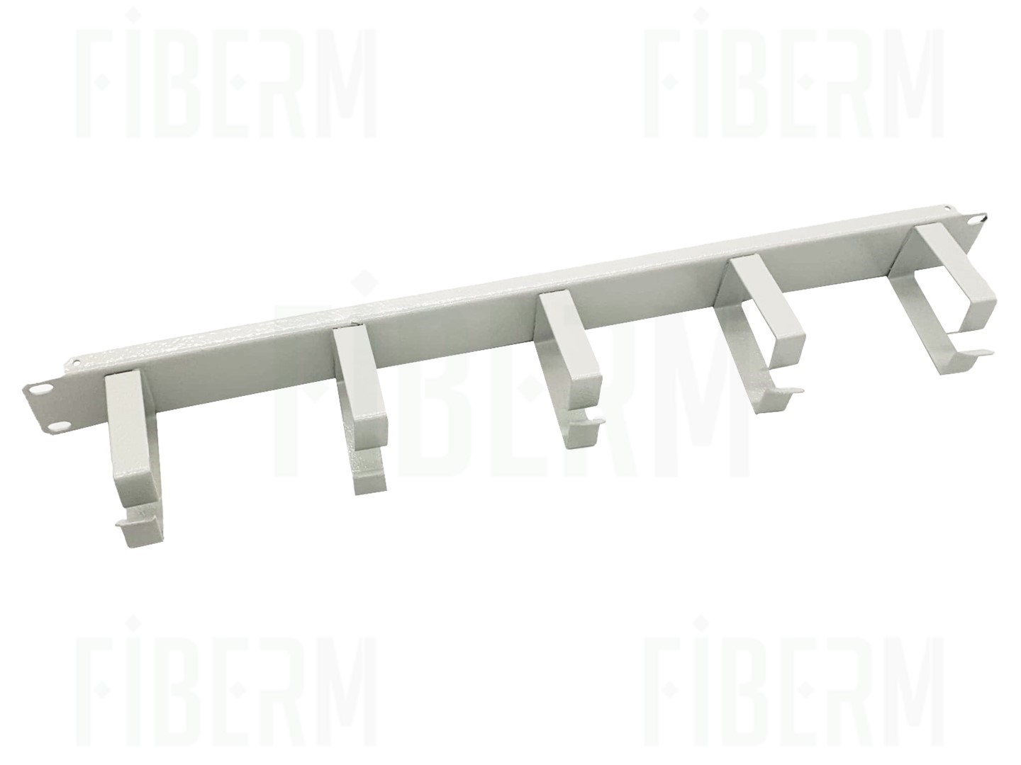 FIBERM Organizator / organizer kabli poziomy 19`` 1U 5 metalowych uchwytów szary
