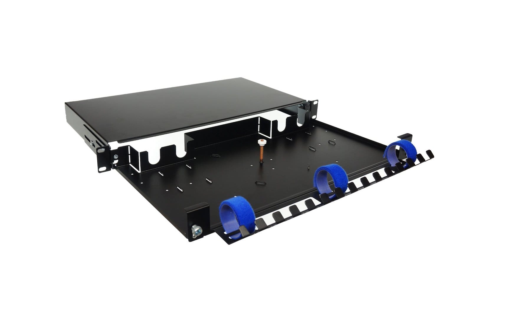 FIBERM Szuflada zapasu kabli światłowodowych, grzebieniowa, wysuwana, czarna