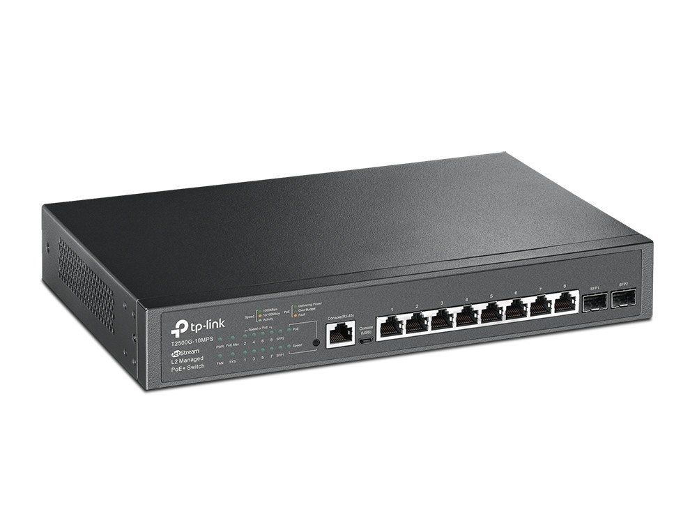 TP-LINK T1500G-10MPS Switch Smart PoE 8 x 10/100/1000 + 4 x SFP