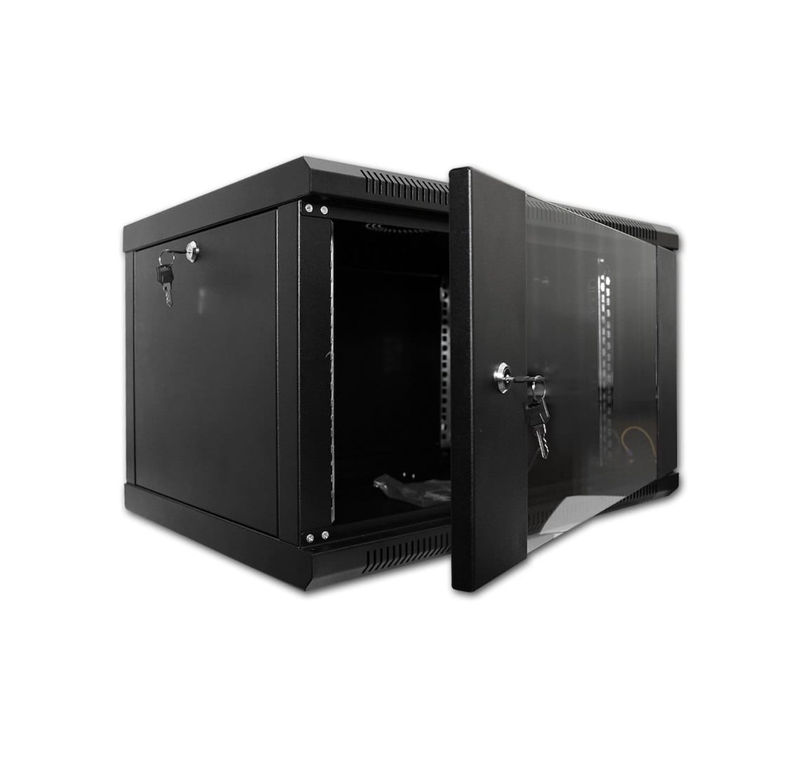 FIBERM  Szafa RACK 19` wisząca 15U głębokość 600mm czarna drzwi szklane