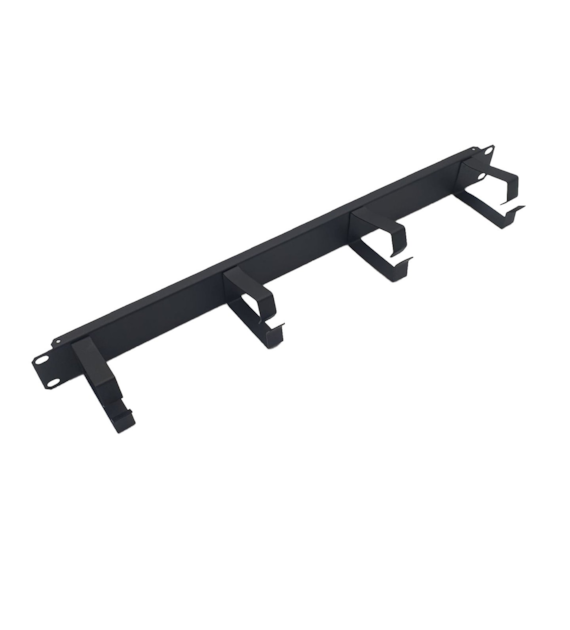 FIBERM Organizator / organizer kabli poziomy 19`` 1U 5 metalowych uchwytów czarny